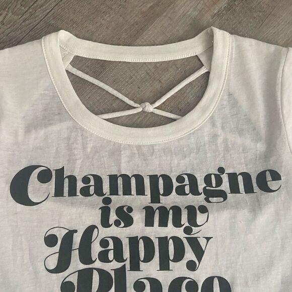 Chaser White “Champagne is my happy place” T-shirt with Open Back - Picture 6 of 9